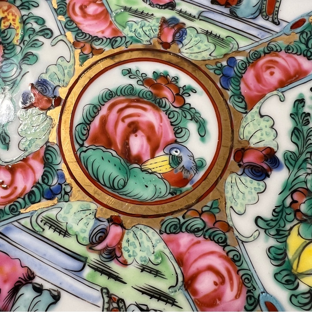 Vintage Hand Painted Plate Decorated In Hong Kong - Picture 3 of 9